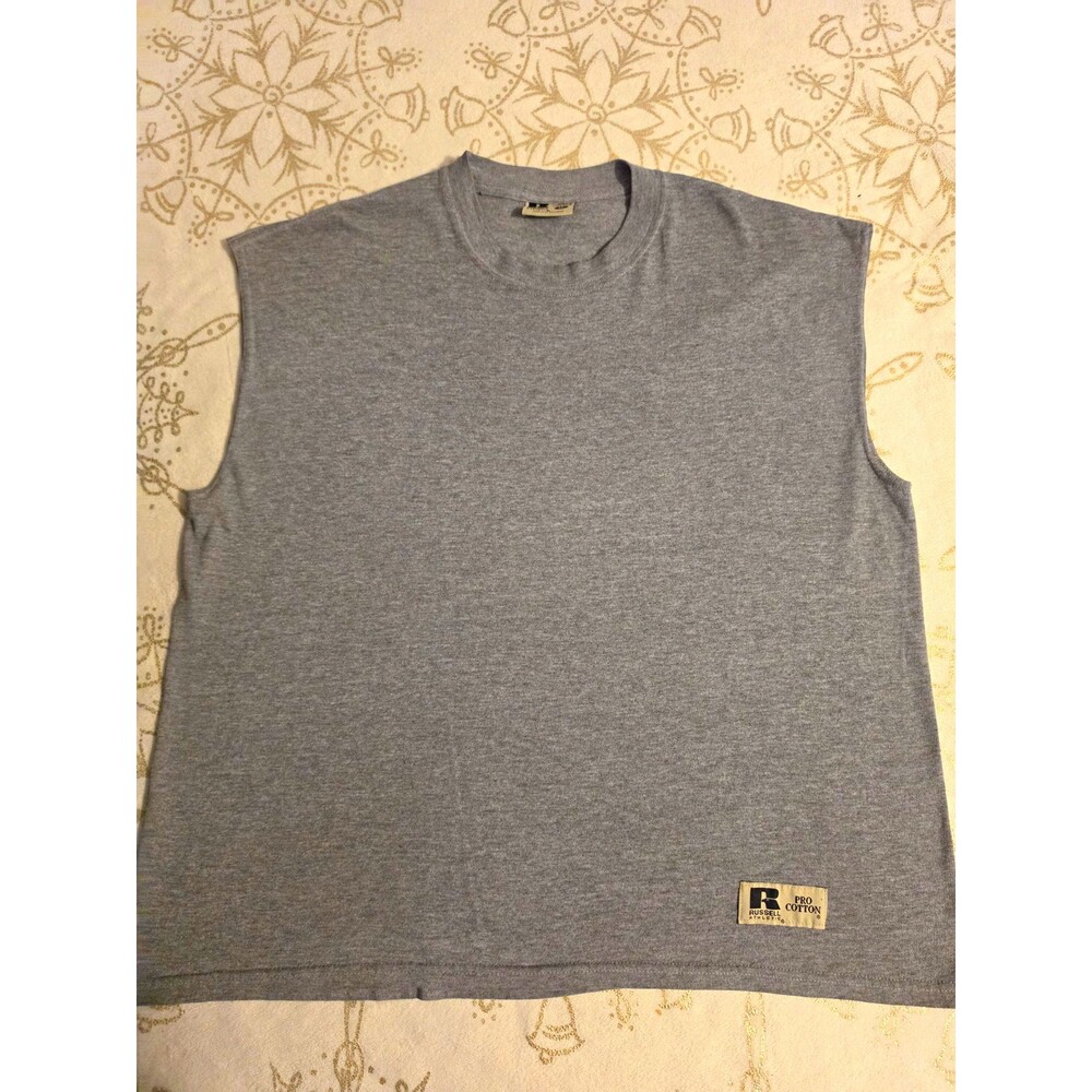 Vintage Russell Athletic Pro Cotton Sleeveless Shirt XL Gray Made El Salvador